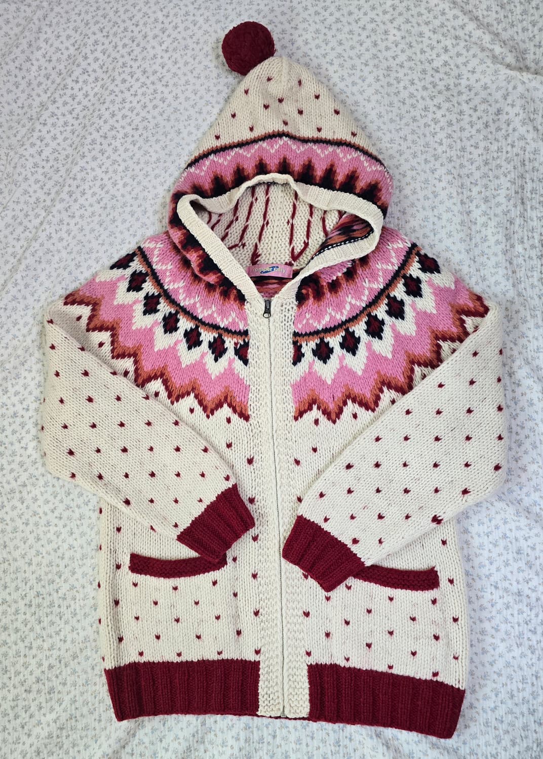 하트 땡땡이 니트집업 코위찬 모리걸 상품이미지1