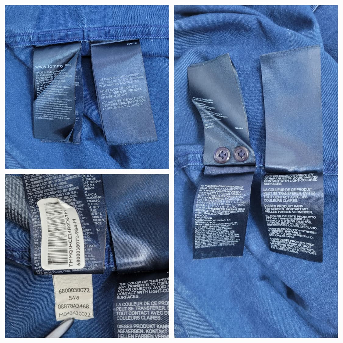 TOMMY HILFIGER 타미힐피거 인디고 코튼 셔츠 / 남 M 블루
 상품이미지8