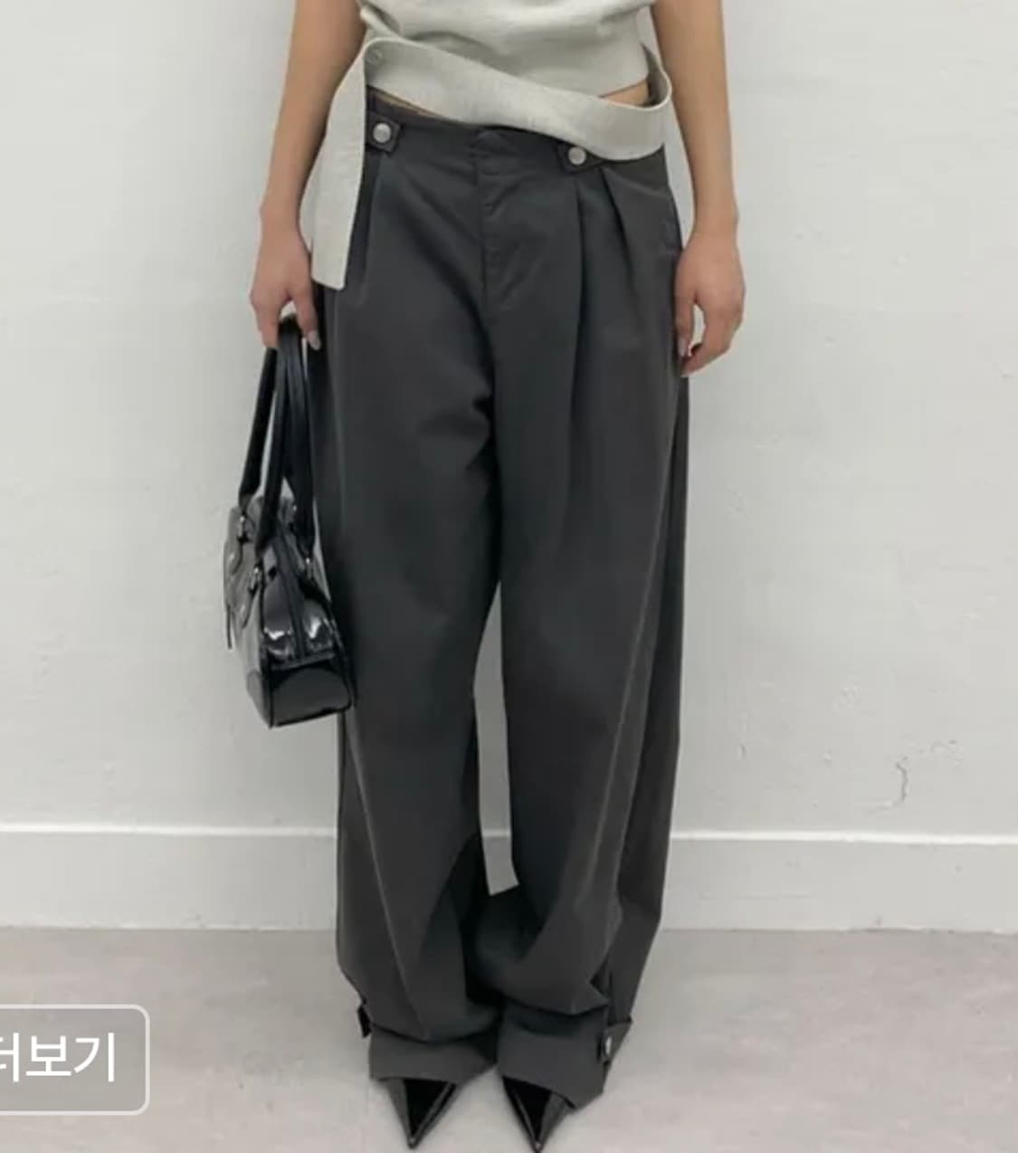 와이드 핀턱 팬츠 차콜 상품이미지1