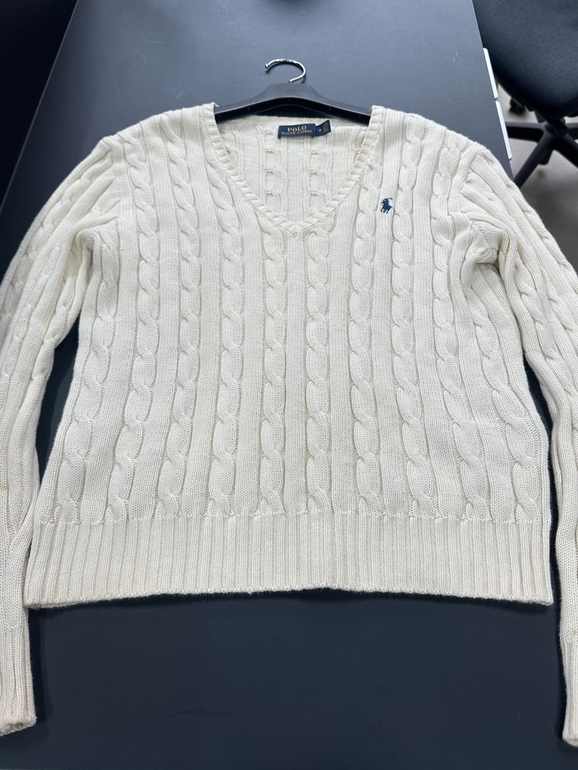 폴로랄프로렌 브이넥 케이블 니트 아이보리 상품이미지4