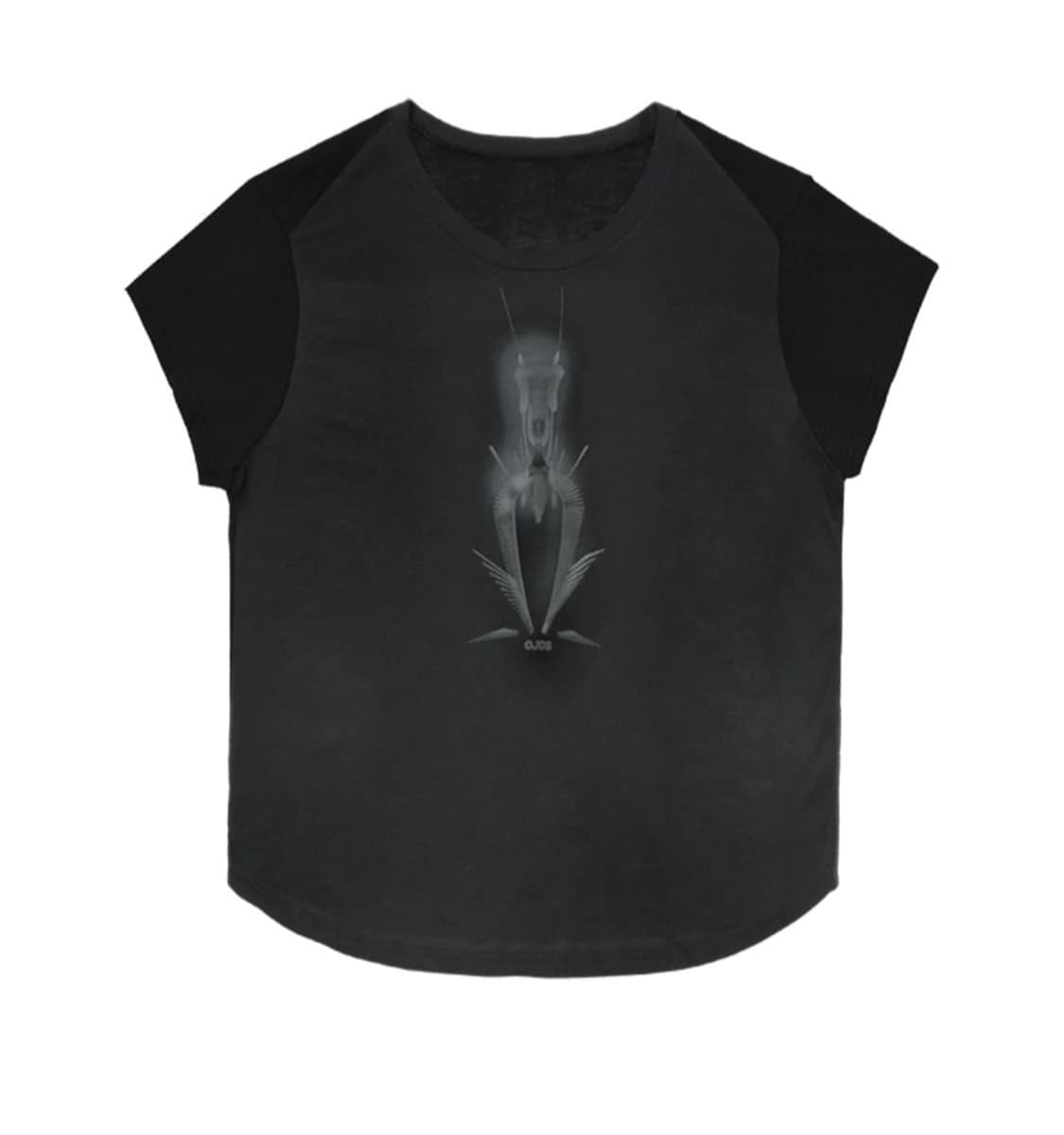 오호스 티셔츠 Ojos sheer knit half top black 상품이미지1