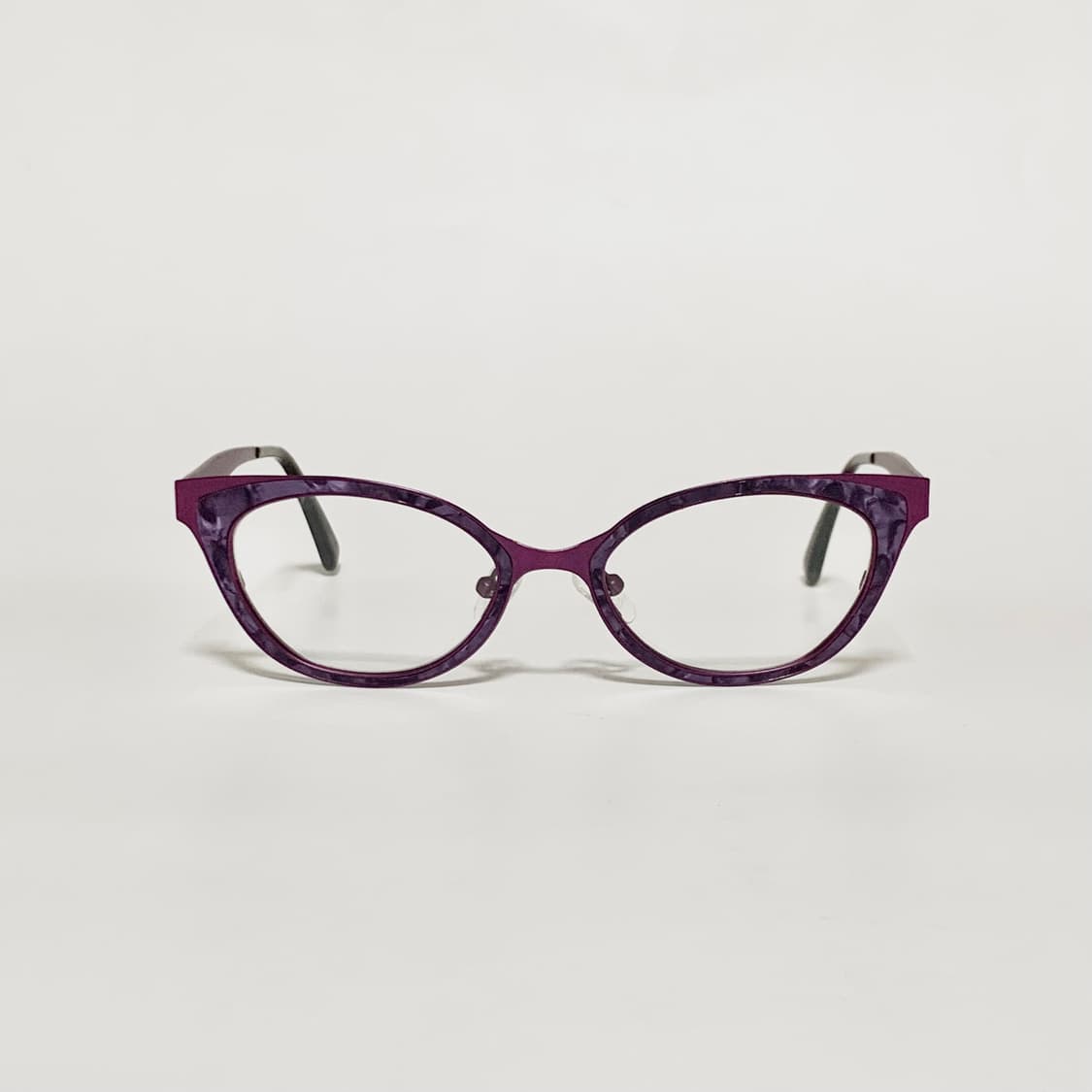 1000 빈티지안경 캣아이 안경테 가벼운 메탈 안경 마블 패턴 퍼플 상품이미지1