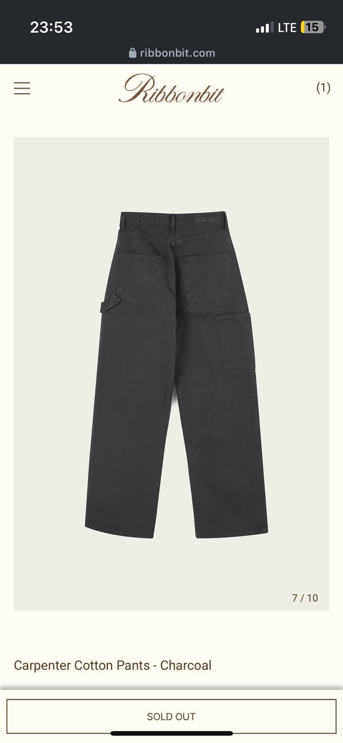 리본빛 카펜터 코튼 퍈츠 차콜 M 상품이미지2