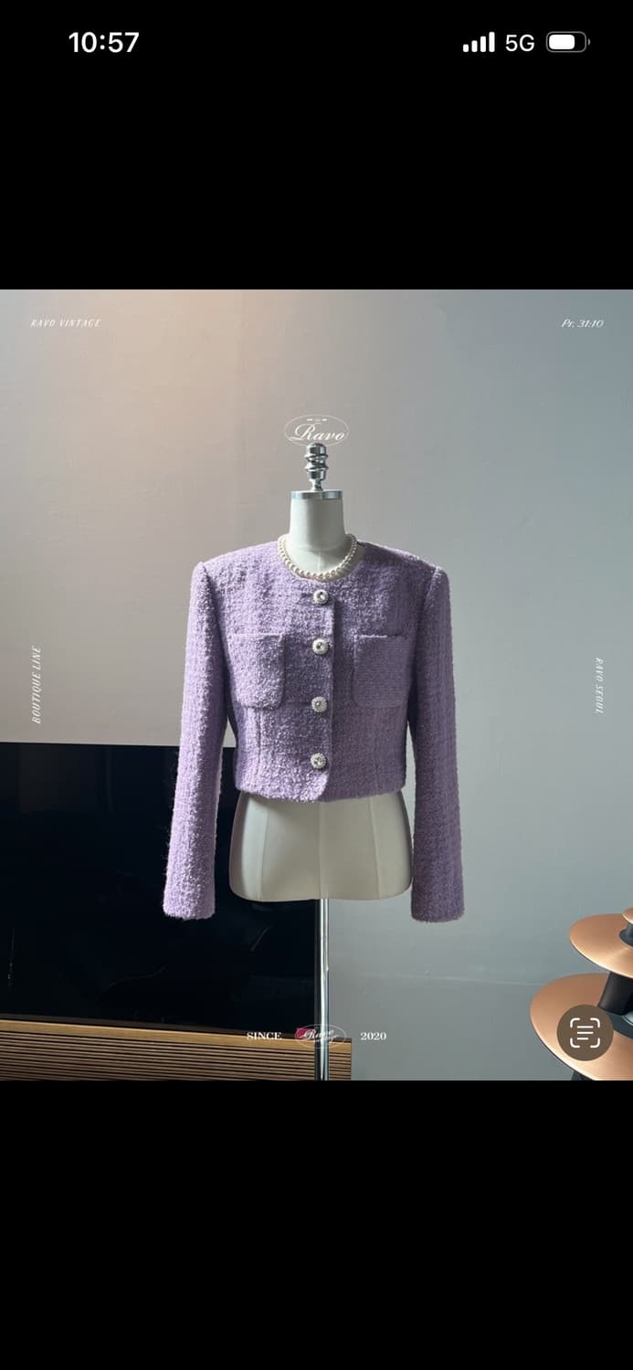 (새상품)라보빈티지 라보서울 소피 트위드 자켓 부클 바이올렛 셋업 프레클 상품이미지8