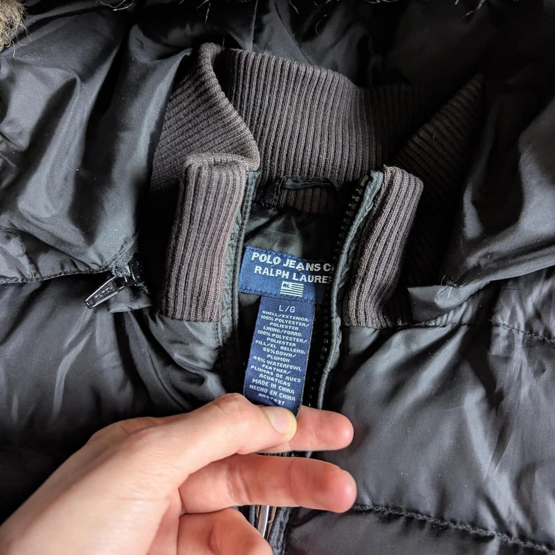 폴로 진스 컴퍼니 다운 봄버 자켓 블랙 상품이미지4