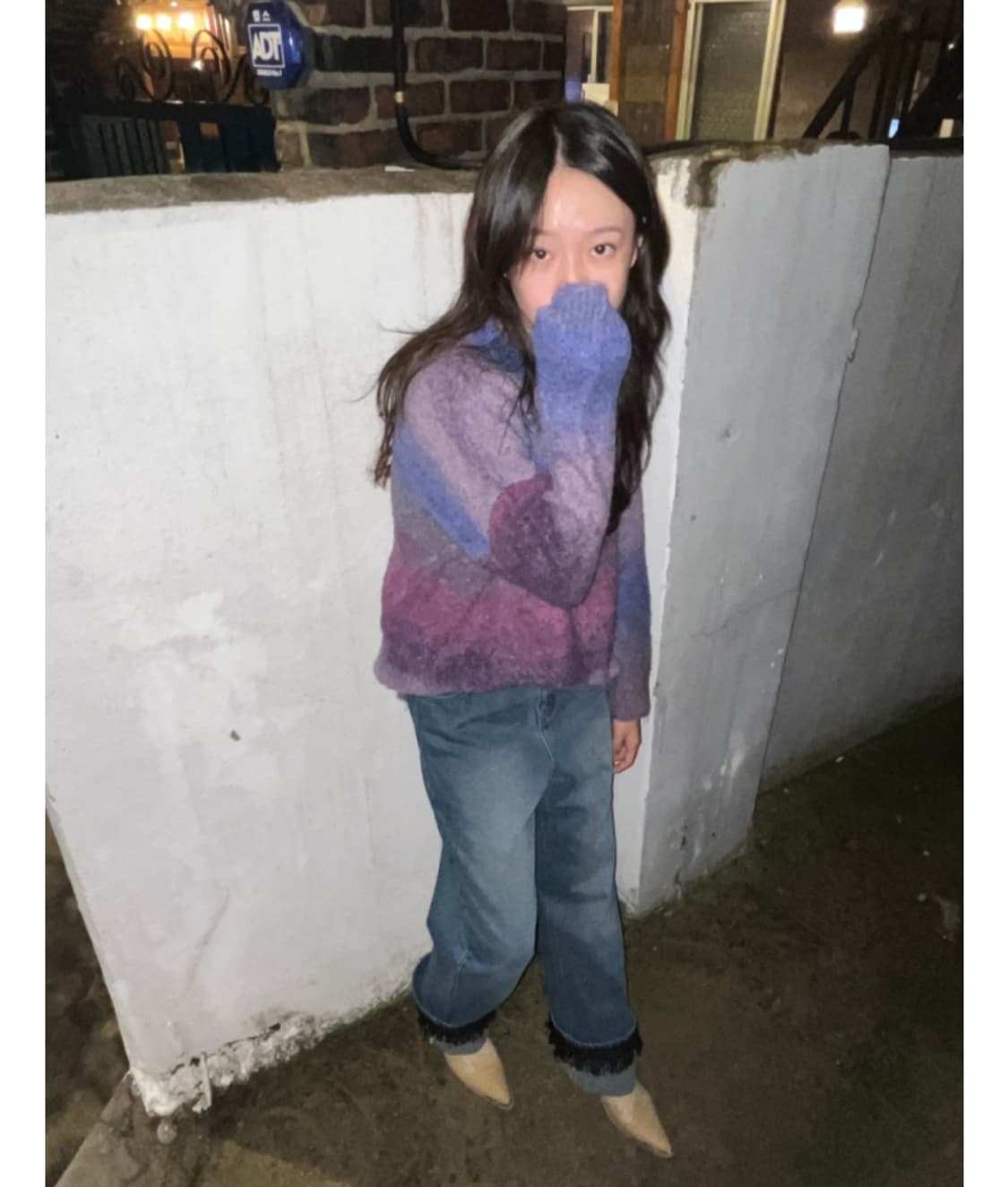 김아홉 임수정 빈티지 보라 그라데이션 루즈 니트 상품이미지2