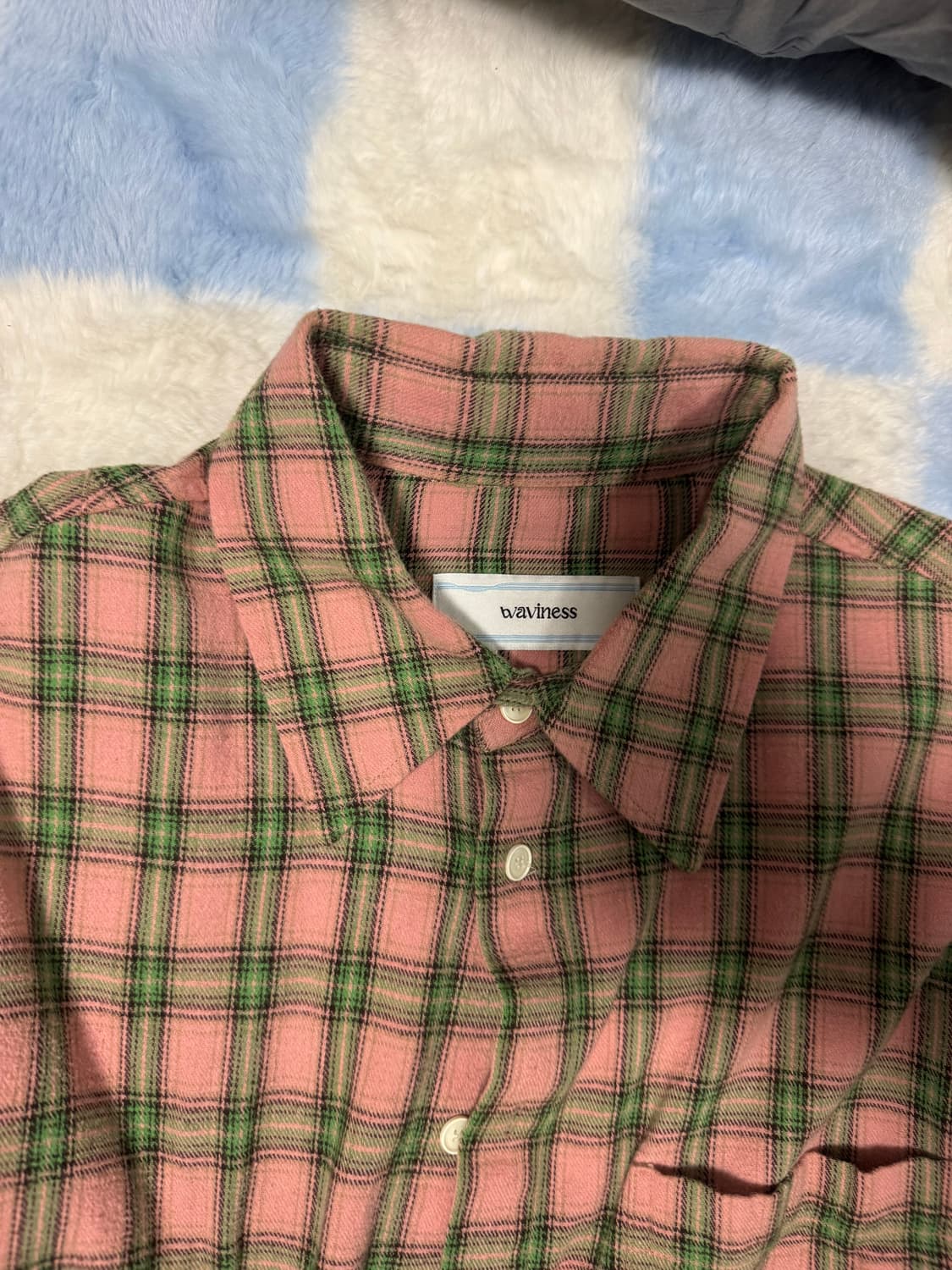 [2]웨이비니스 핑크 멜론 체크 셔츠 상품이미지3