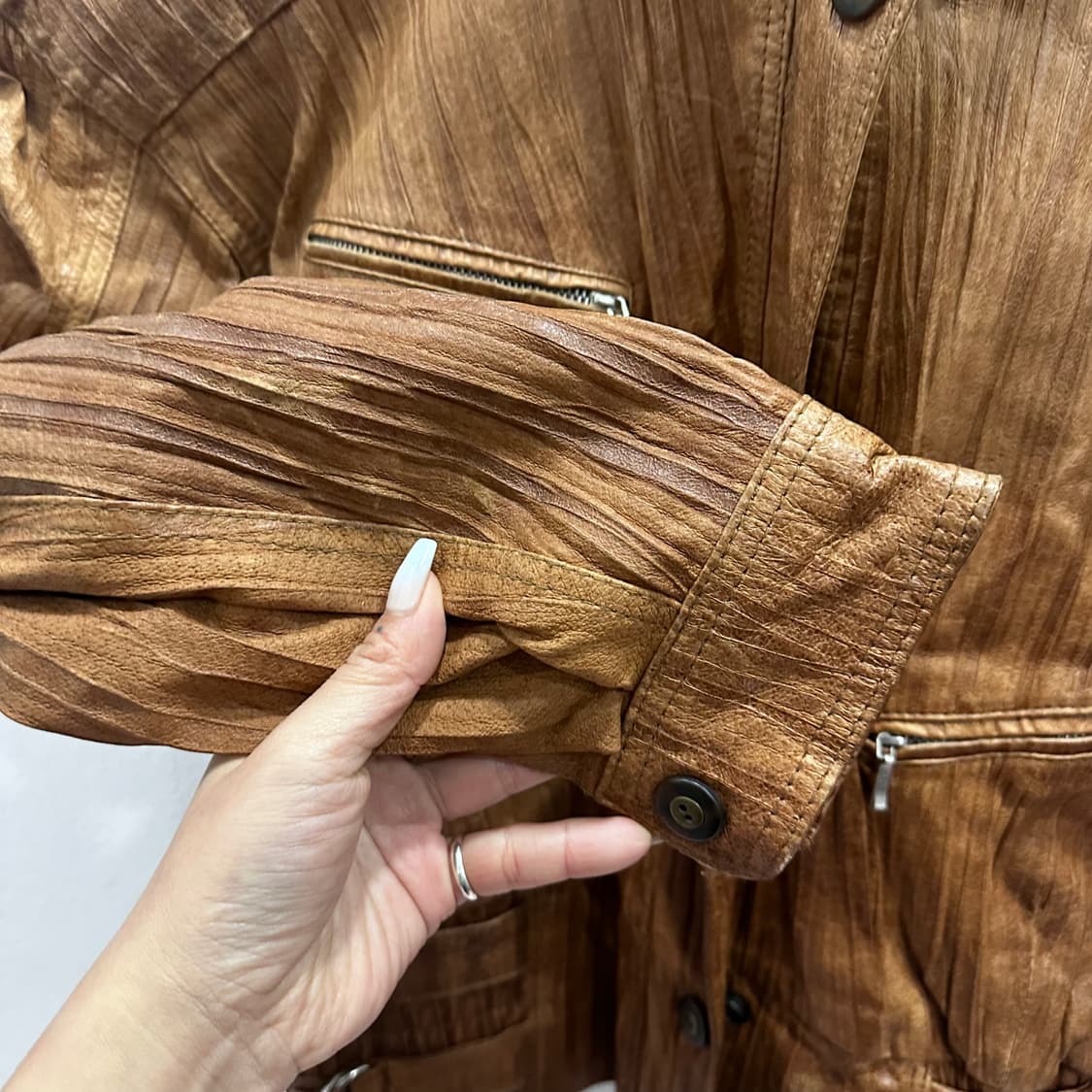 USA 빈티지 브라운 양가죽 자켓M 상품이미지5