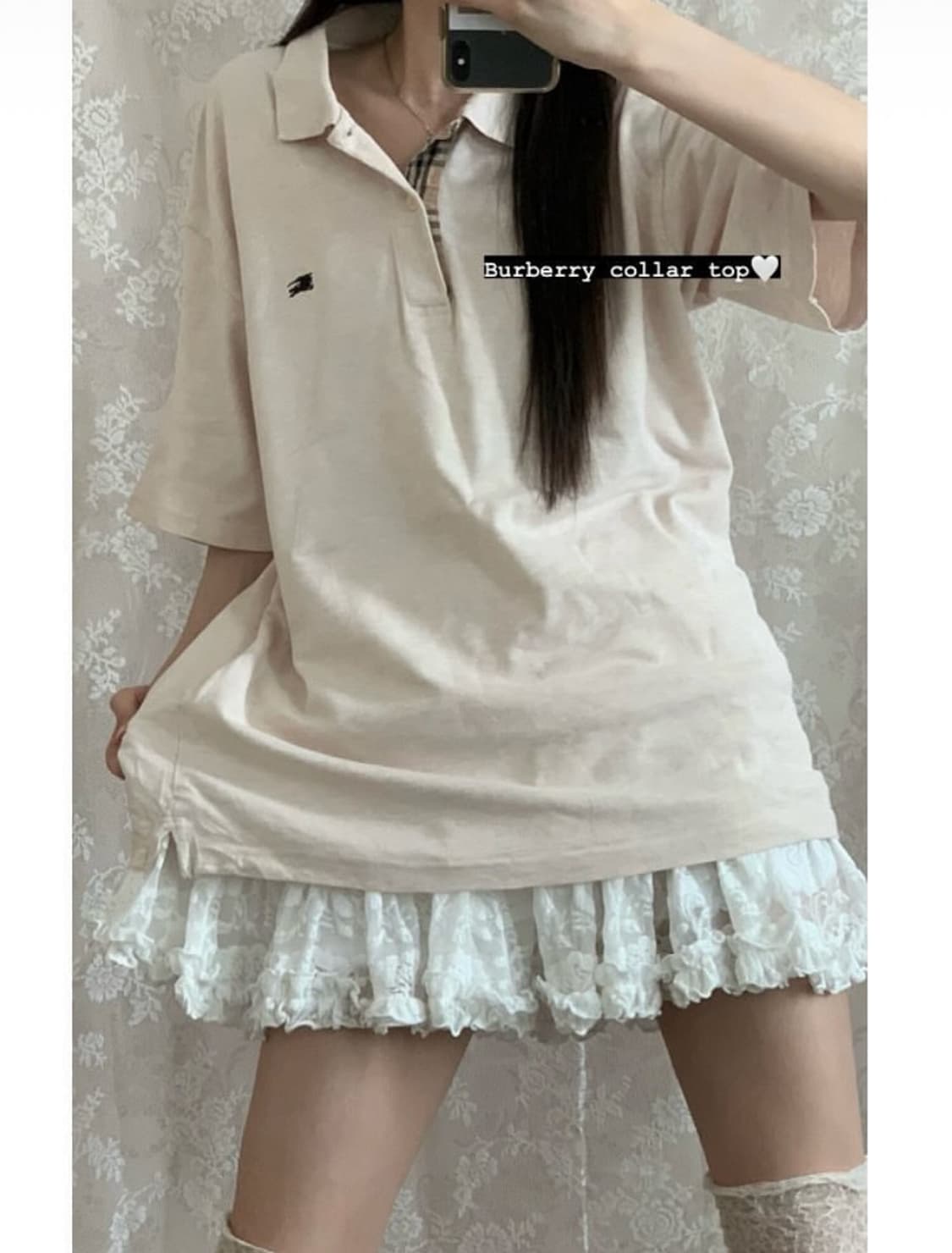 빈티지) 버버리 핑크베이지 반팔 노바체크 면티 버터플라이 stc 상품이미지1