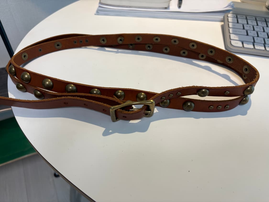 빈티지 더블 레이스 레더 벨트 25-27인치 상품이미지1