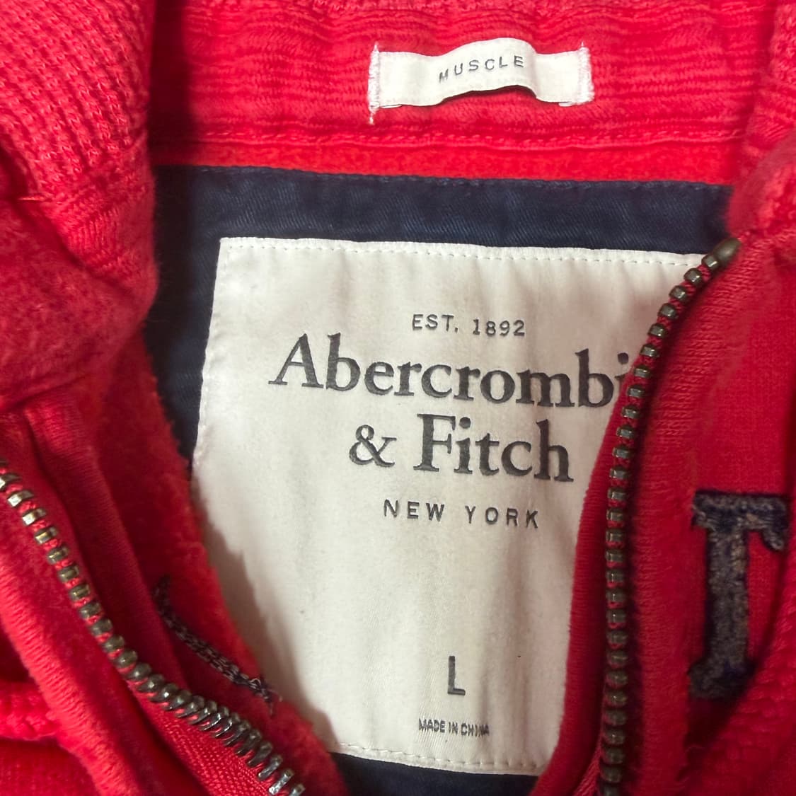 아베크롬비 레드 후드집업 L 상품이미지3
