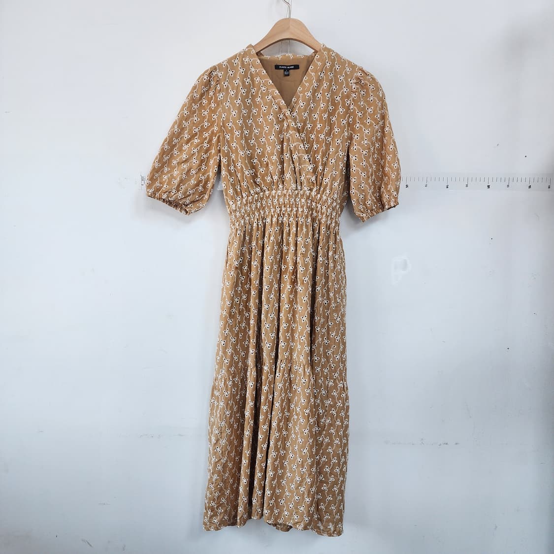 플라스틱 아일랜드 자수 롱 원피스 브라운 상품이미지1