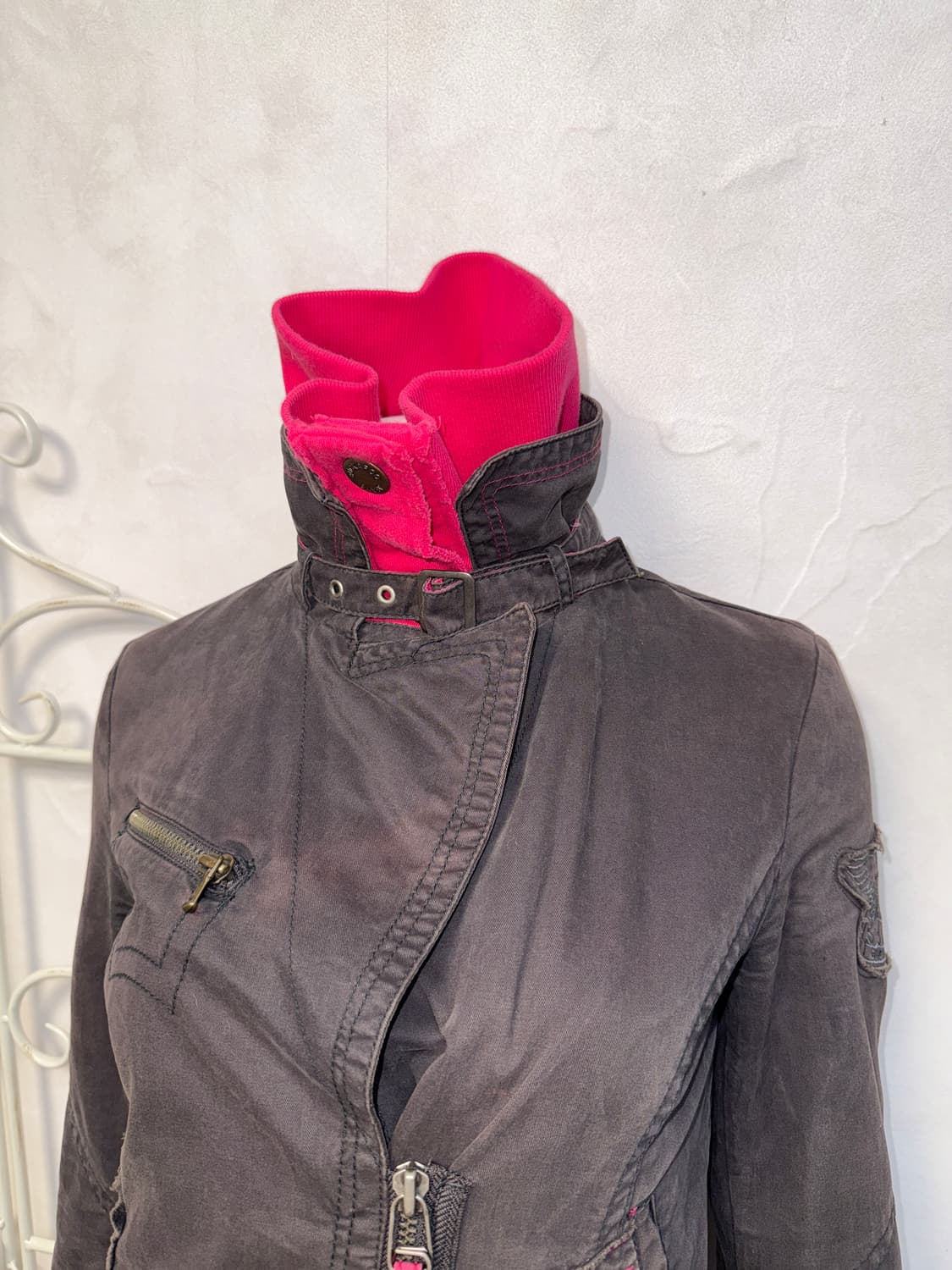 Buckaroo charcoal pink belted coat ops 상품이미지10