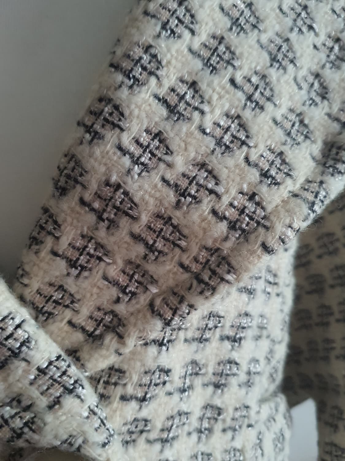 [빈티지] 양모 체크무늬 반팔 트위드 코트 상품이미지3