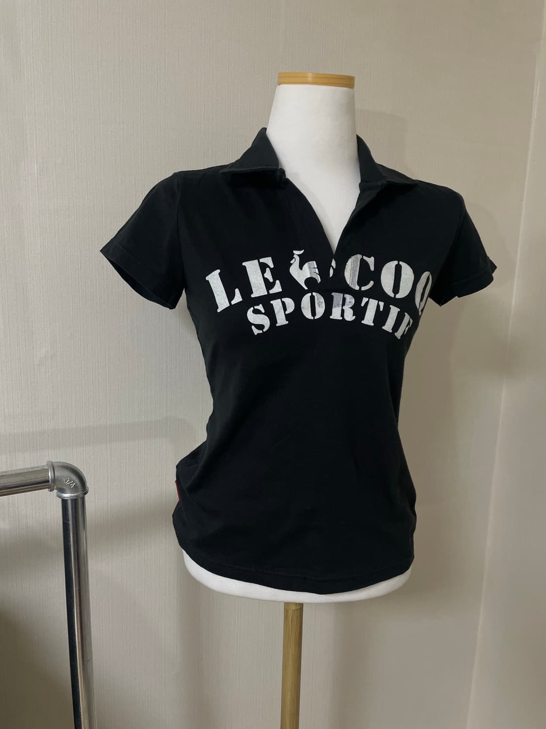 르꼬끄 반팔 글리터 카라티 / 블랙 슬림핏 Y2K 상품이미지5