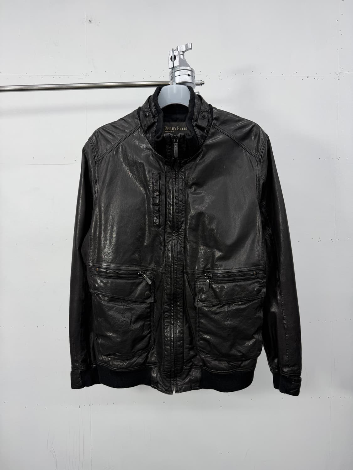 Perry Ellis lambskin biker jacket 상품이미지5