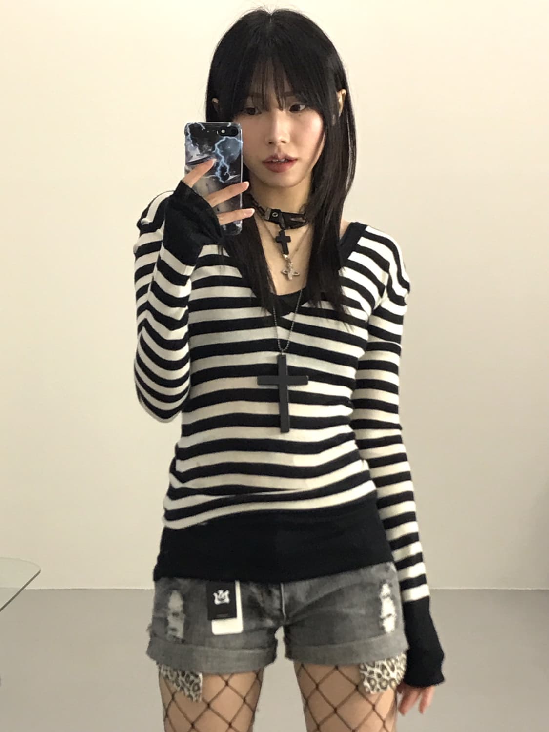 Jpn Slim Striped Sweaters Hoodie 상품이미지1