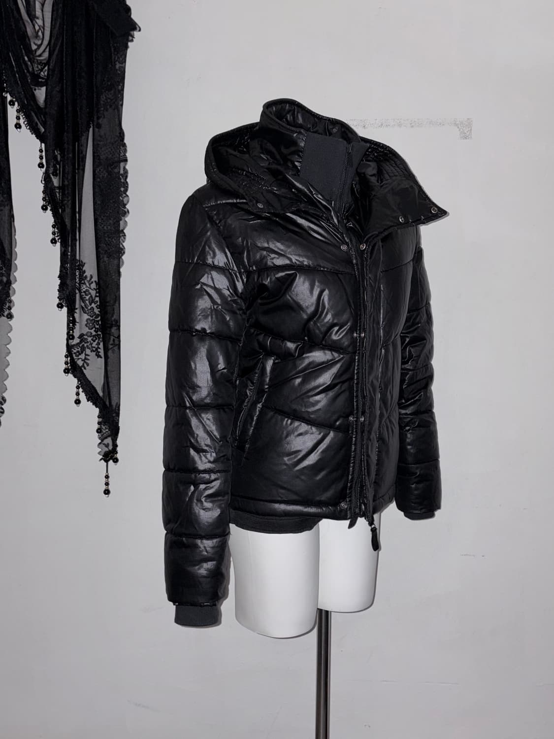 갸루펑크 스트릿 코디세트 하이넥 패딩 고스펑크 오피움 힙합 상품이미지4