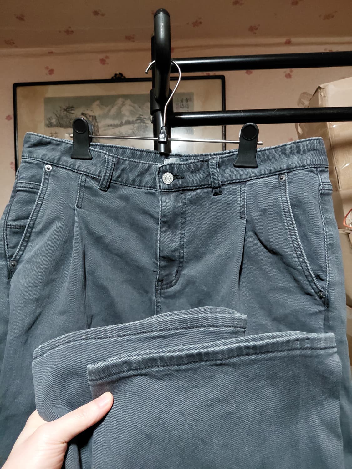 [아모프레]기모 와이드 데님 청바지 34사이즈  상품이미지8