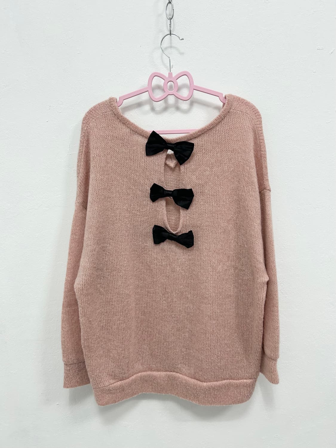 [OLIVE DES OLIVE] 로걀 리본 핑크 가오리핏 니트 상품이미지4