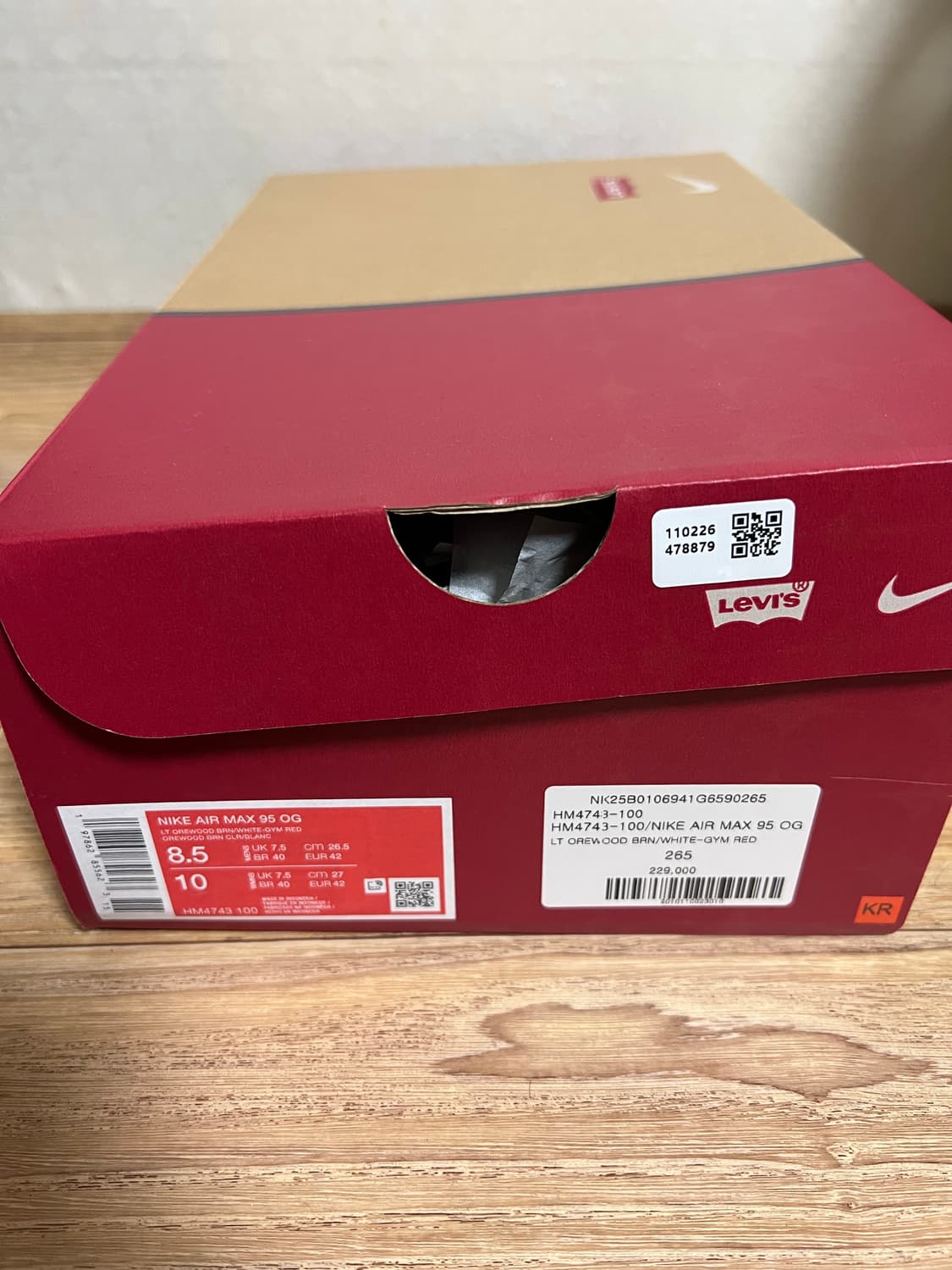 나이키 리바이스 에어맥스 95 화이트 265 상품이미지2