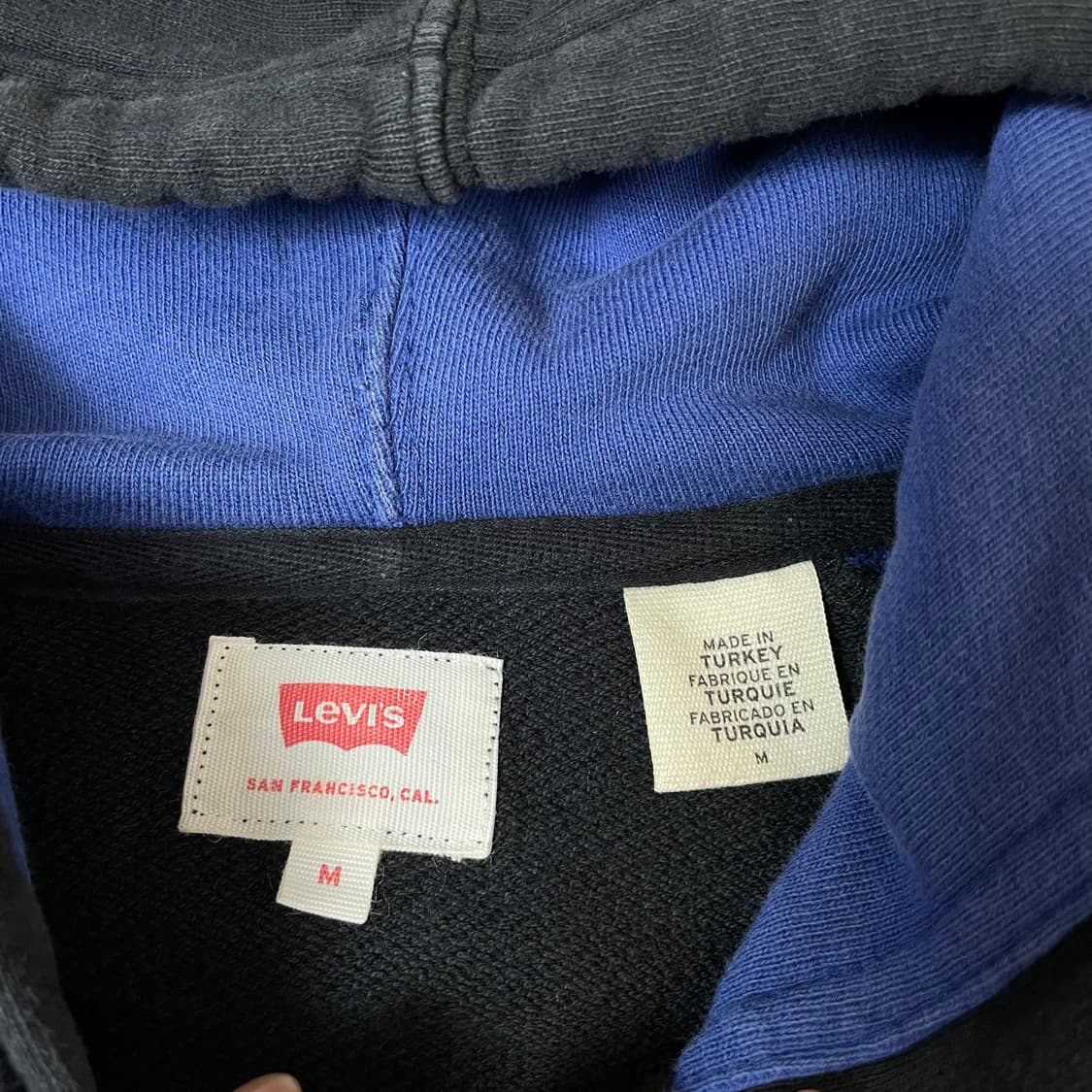 리바이스 블랙 블루 레드 멀티배색 후드집업 M 상품이미지5