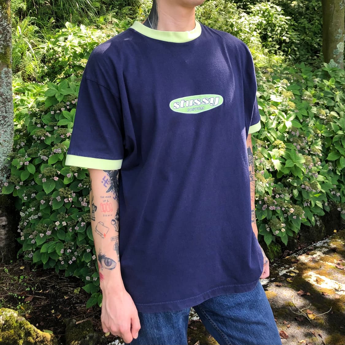 00’s STUSSY ringer T-shirts Navy 상품이미지3