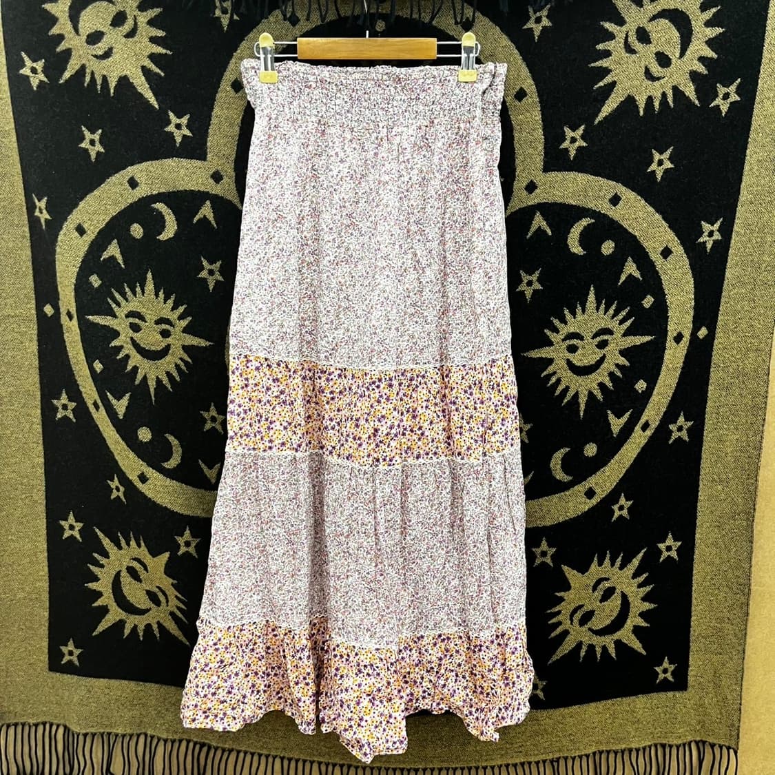 빈티지 모리걸 잔꽃 패치워크 퍼플핑크 플레어 롱스커트 K0140 상품이미지4