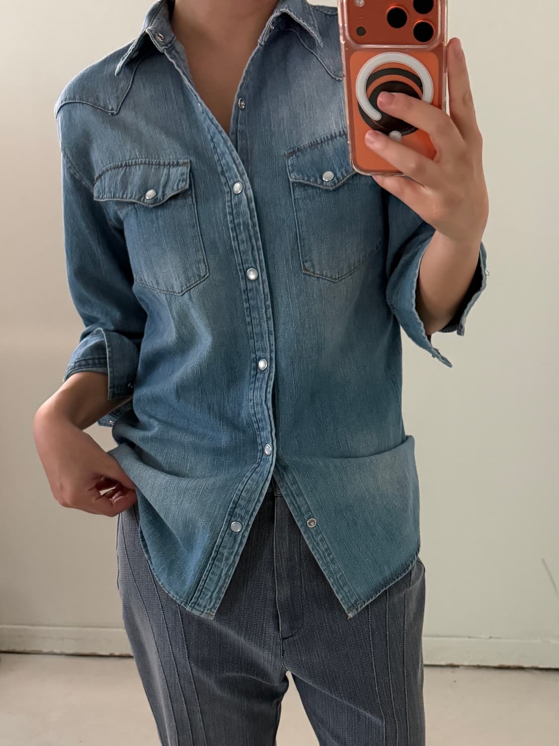 일본빈티지 우먼 데님 웨스턴셔츠 상품이미지2