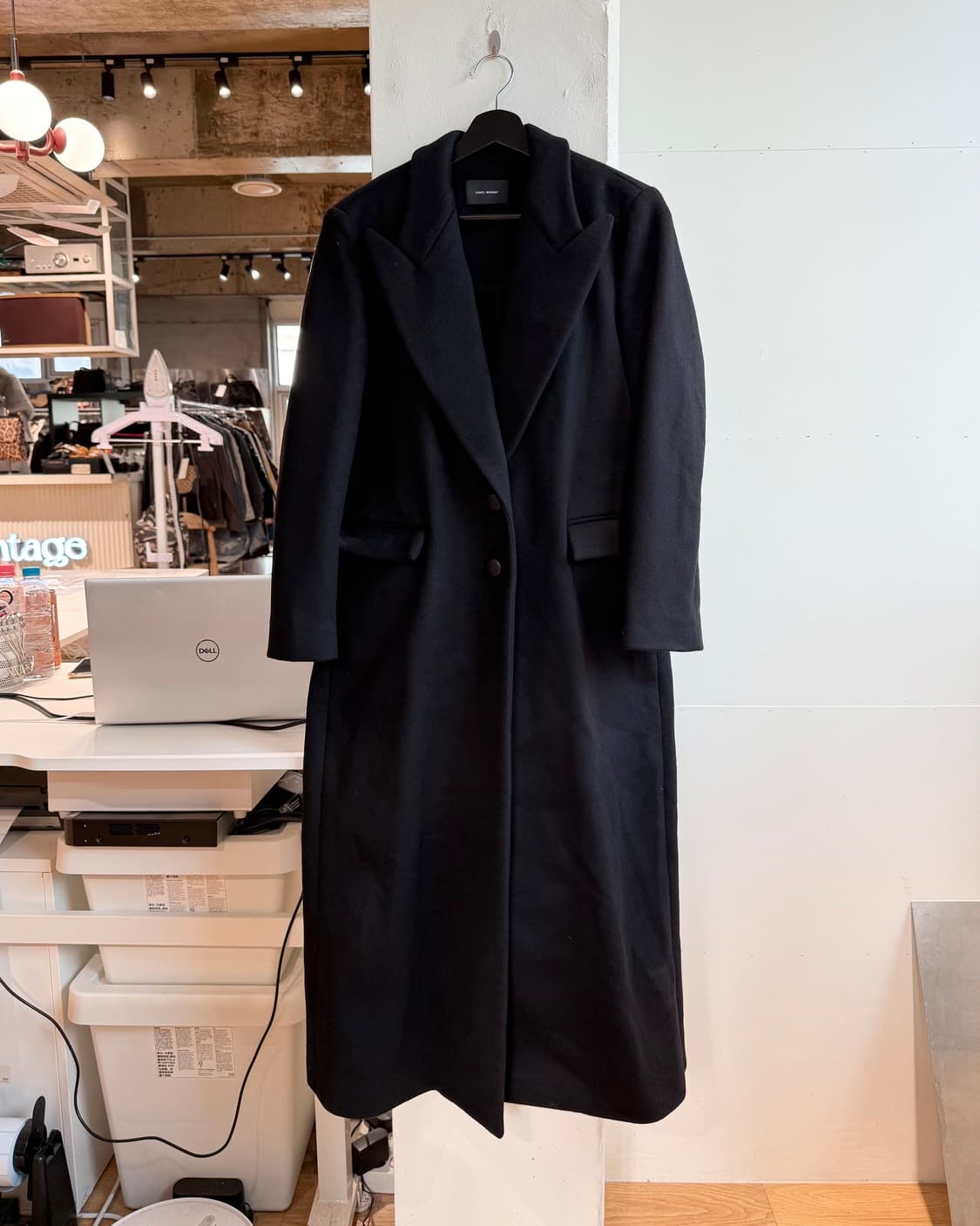 이자벨마랑 블랙 캐시미어 혼방 롱 코트 상품이미지2