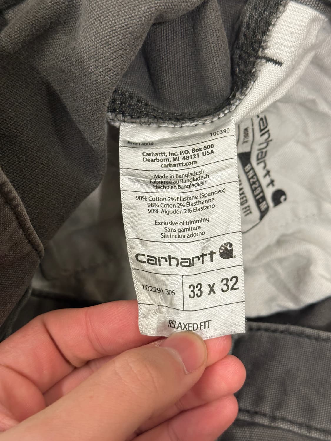 칼하트 14806 릴렉스핏 코튼팬츠 33x32 상품이미지6