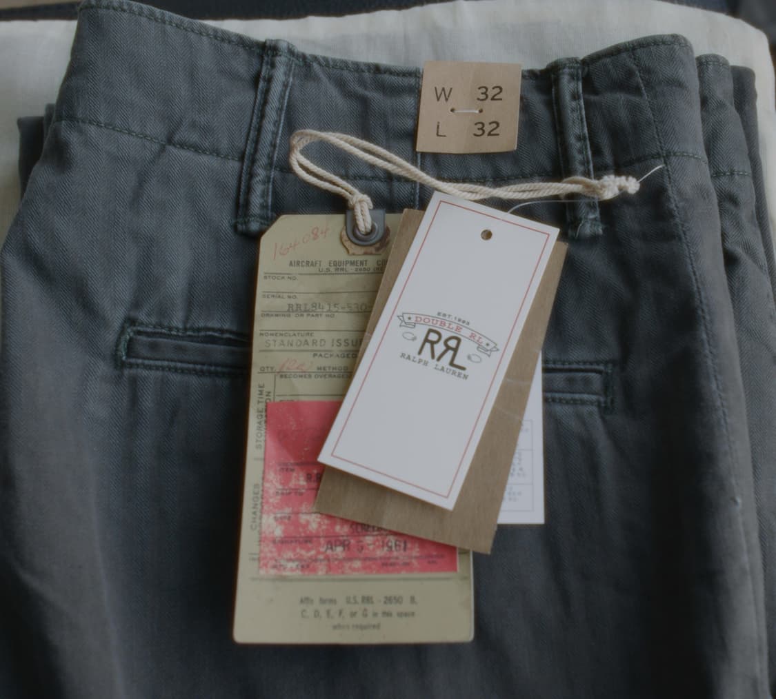 rrl 더블알엘 가먼트 다이 헤링본 필드 팬츠 블랙 32 x 32 상품이미지3