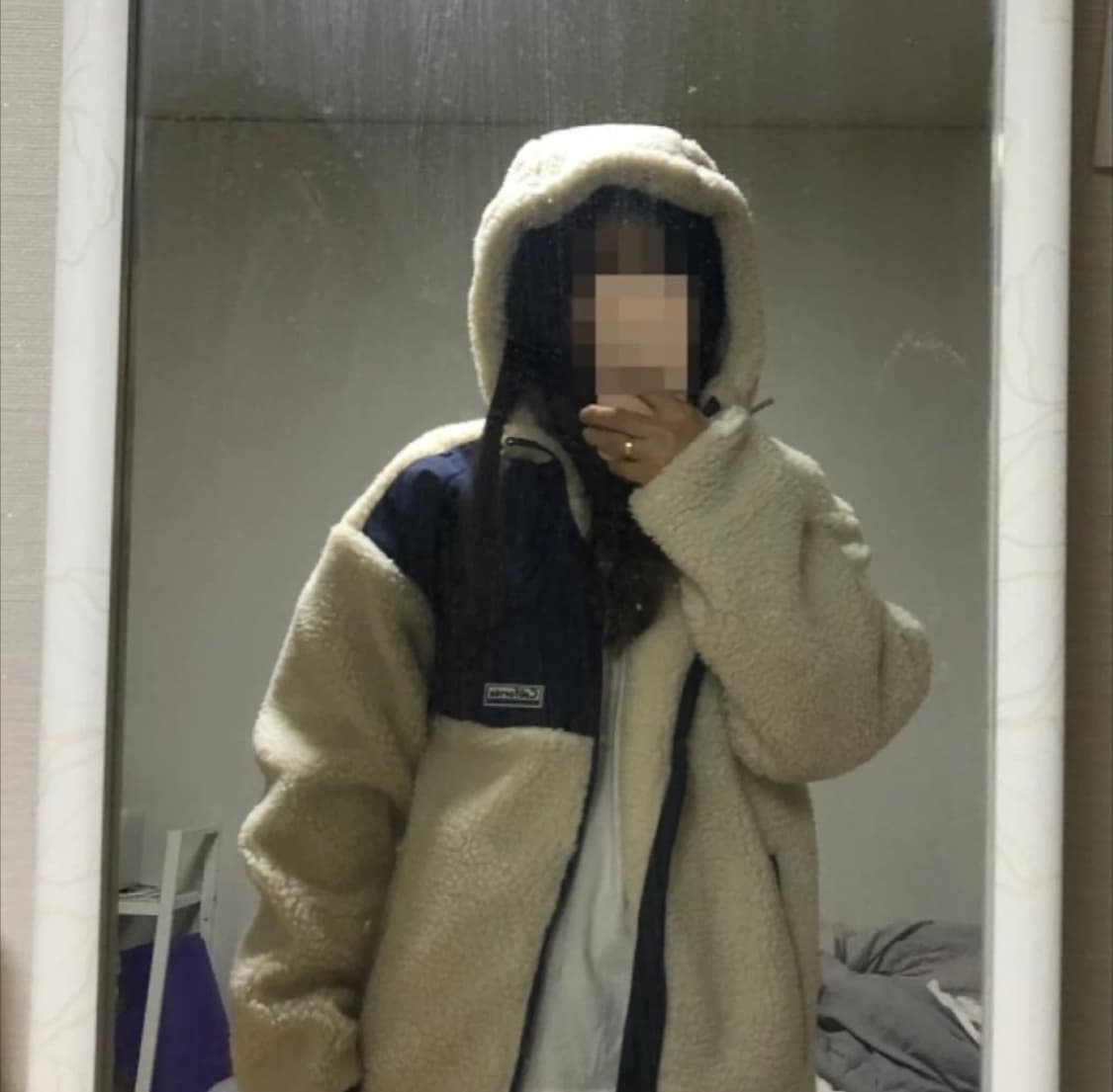 WHO.A.U 후아유 뽀글이 후리스 아이보리 (테디 덤블 후드집업) M  상품이미지3