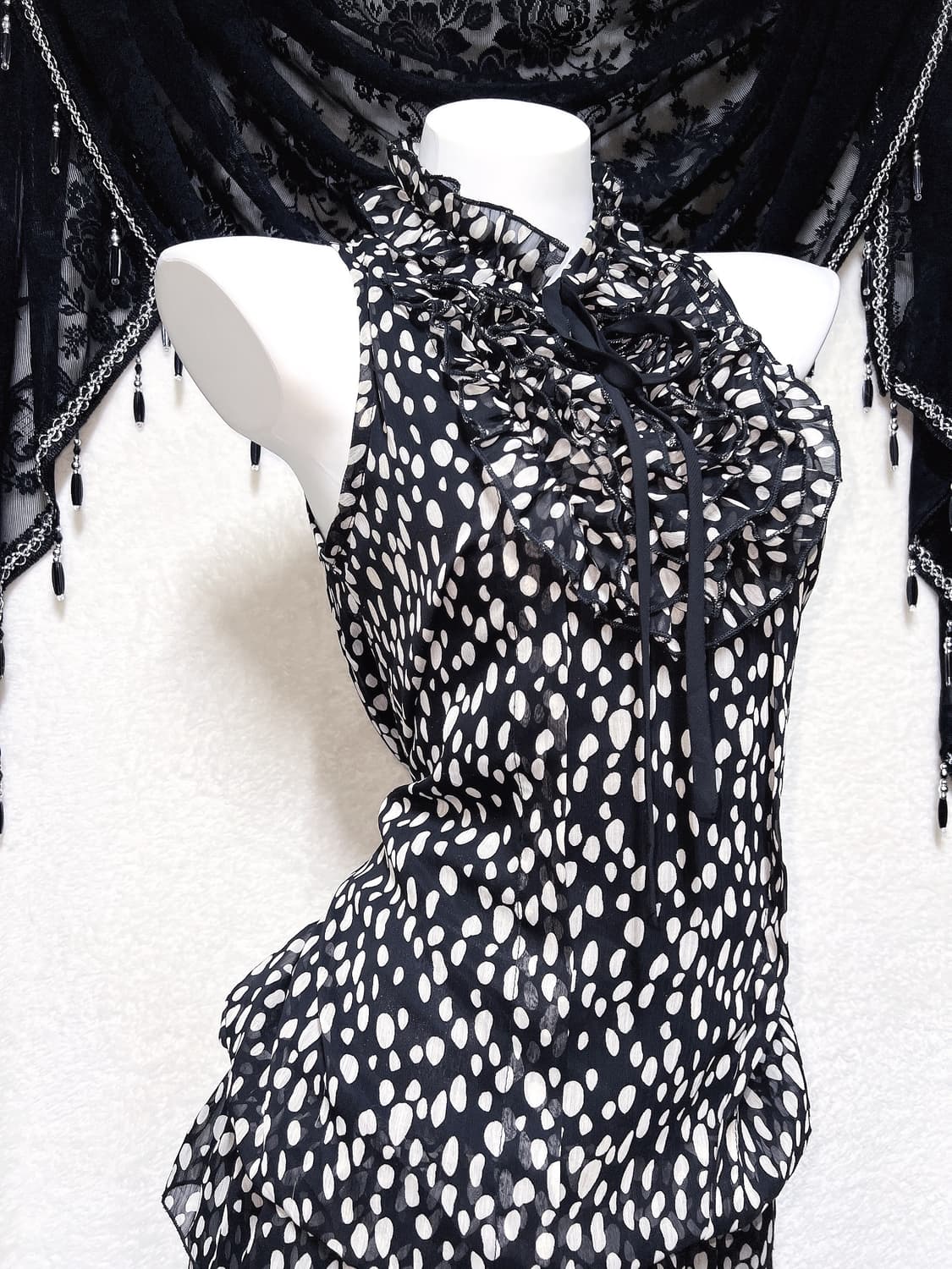 로맨틱고딕 고스로리 로걀 갸루 도트 땡땡이 프릴 캉캉 벌룬 쉬폰원피스 상품이미지3