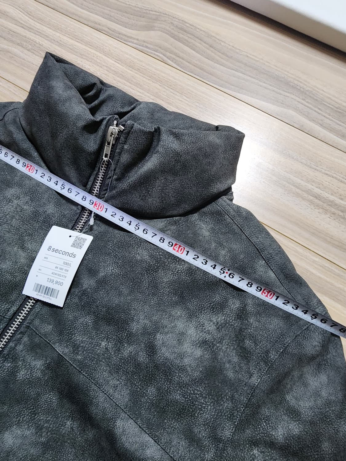 에잇세컨즈레더패딩점퍼L그레이가죽패딩 상품이미지7