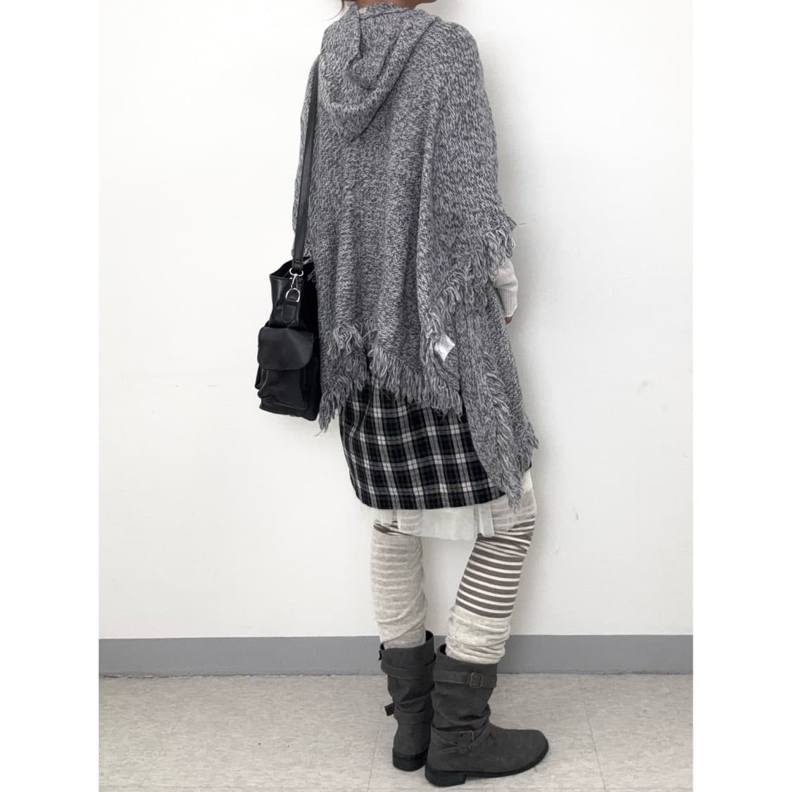 빈티지 그레이 니트 판쵸 케이프 망토 상품이미지3