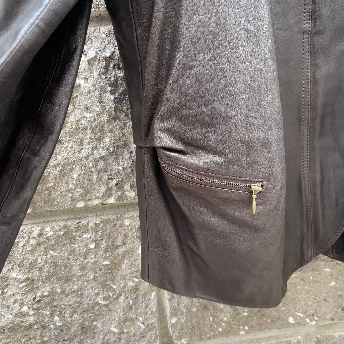 [36] vanessabruno 다크 브라운 여성 레더 자켓 상품이미지4