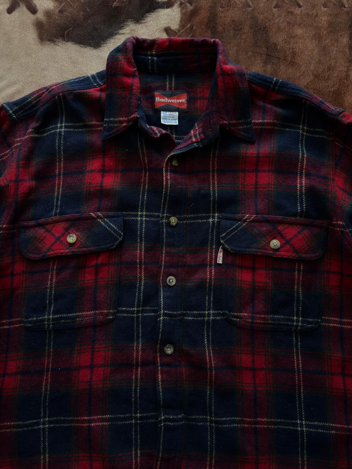 Budweiser rayon wool Flannel check shirt 상품이미지3