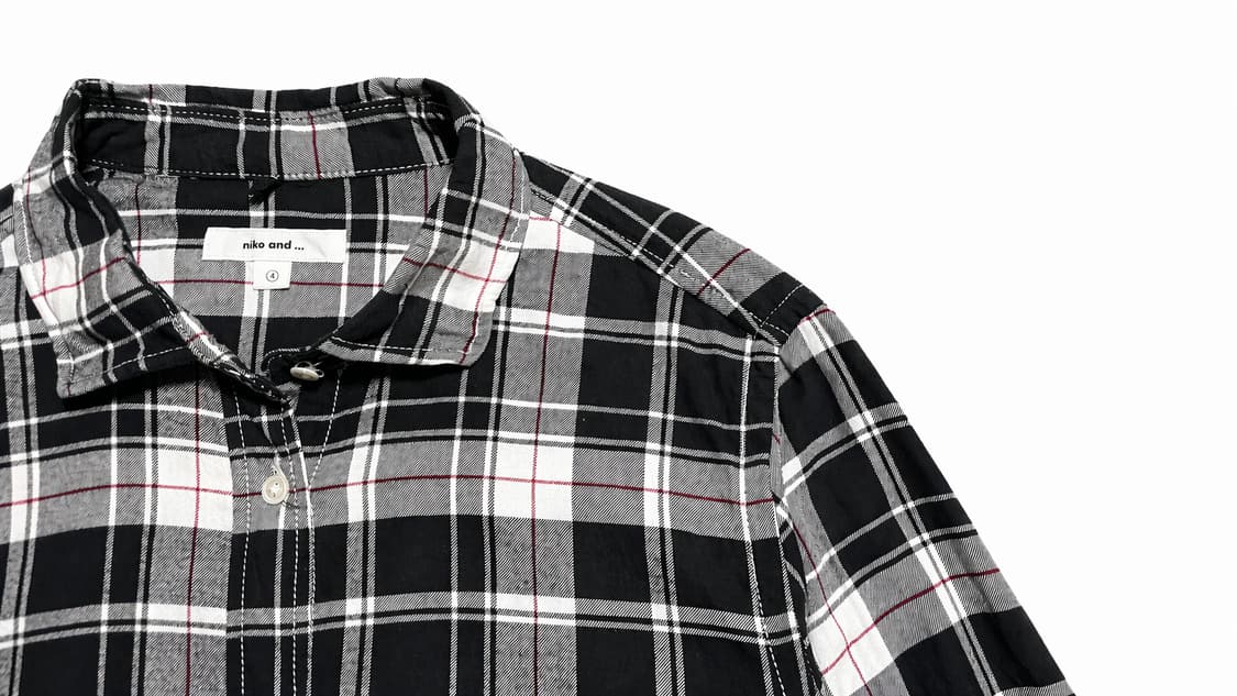 JPN 일본 빈티지 y2k 모리걸 니코앤드 레드 디테일 블랙 체크 셔츠 상품이미지5