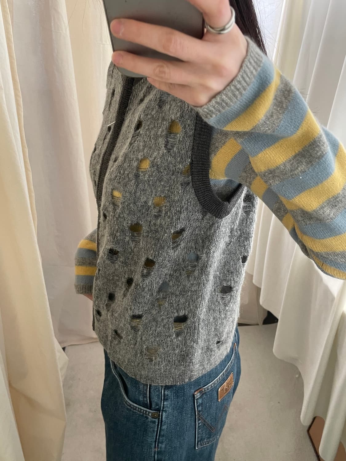 vintage hole knit vest cardigan 상품이미지9