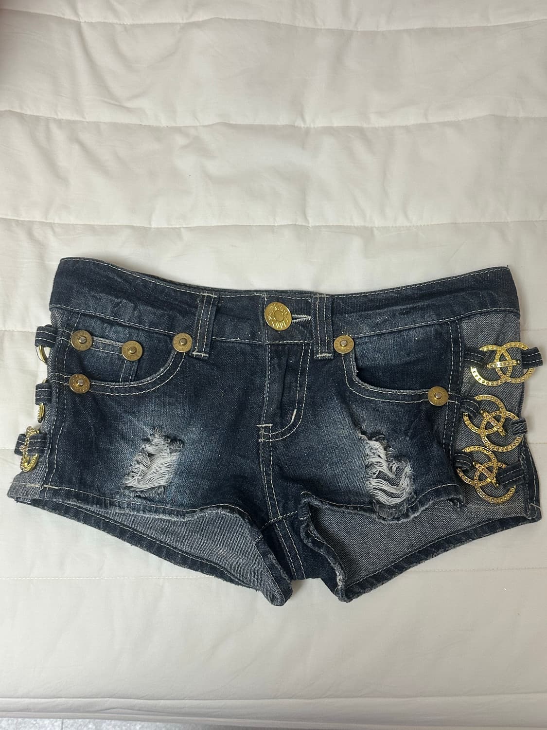 d•i•a 깔 빈티지 갸루 골드펄 골드링 숏팬츠 (마네킹 샷 뒤에) 상품이미지1