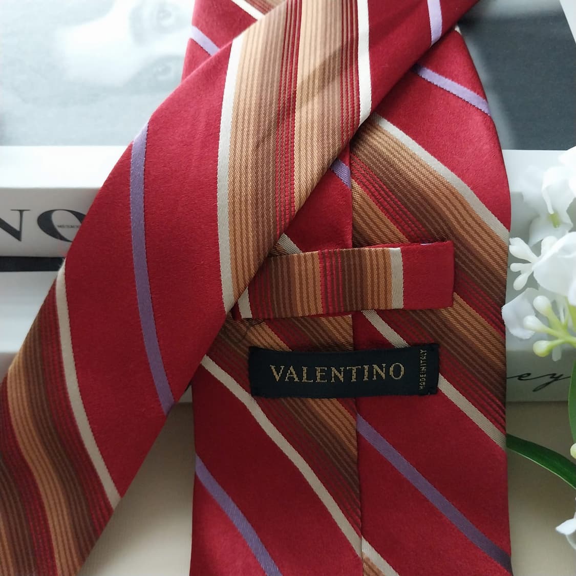 발렌티노 실크 레드 스트라이프 넥타이 9.6cm A등급 K1618
 상품이미지6