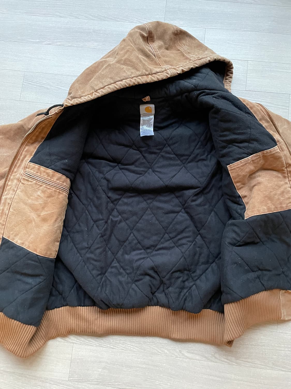 칼하트 j130 BRN 브라운 액티브 자켓 샌드스톤 빈티지 상품이미지8