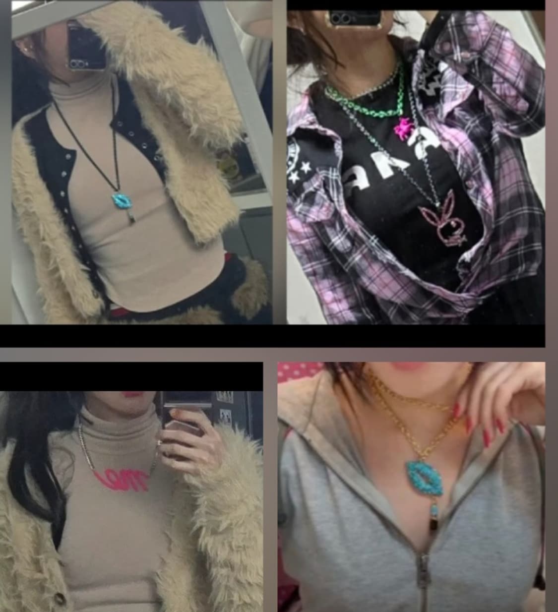 갸루 비비드 민트큐빅립. 핑크말 목걸이.빅핑크미 상품이미지1