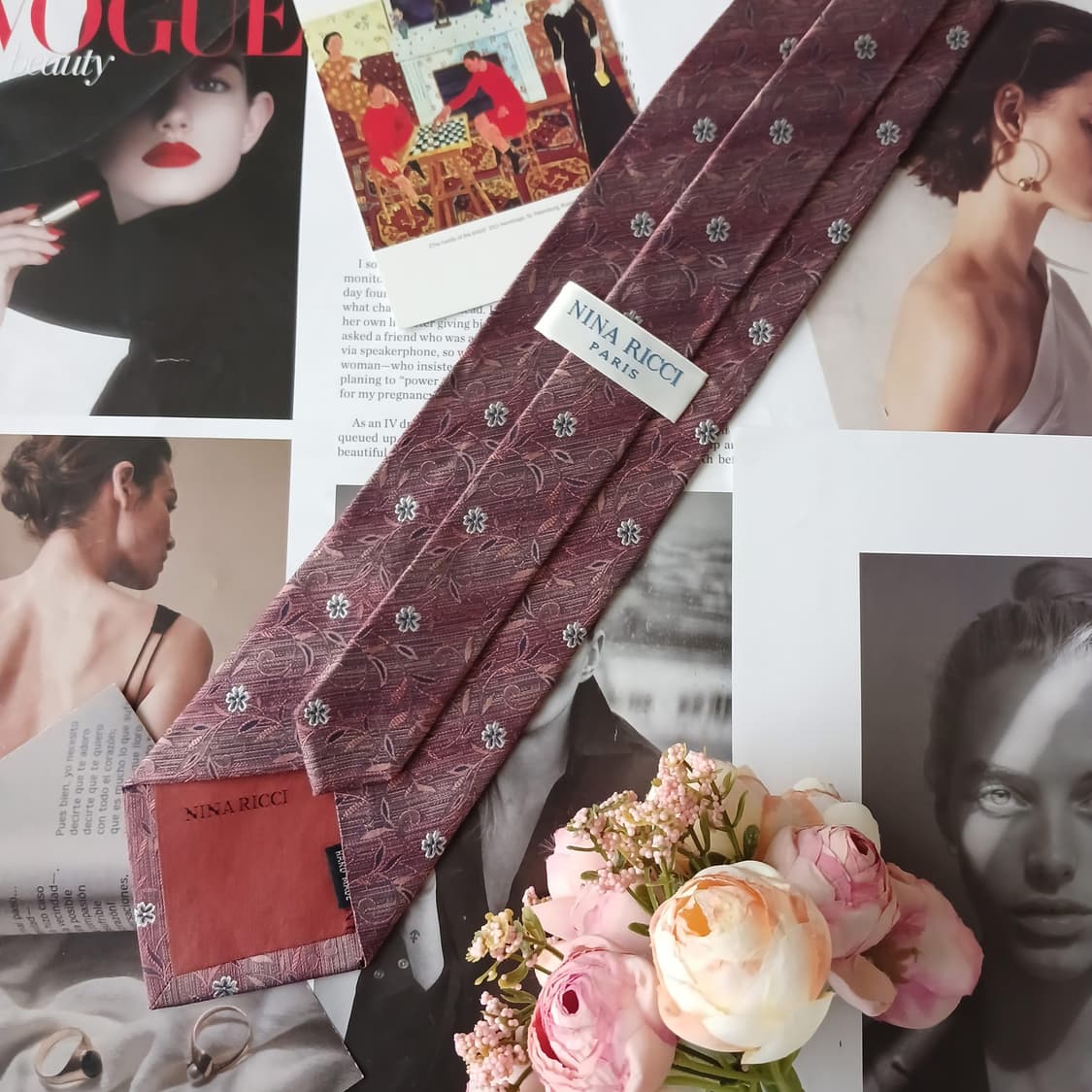 니나리치 실크 플로럴 자카드 넥타이 9.7cm A+등급 A19783
 상품이미지8