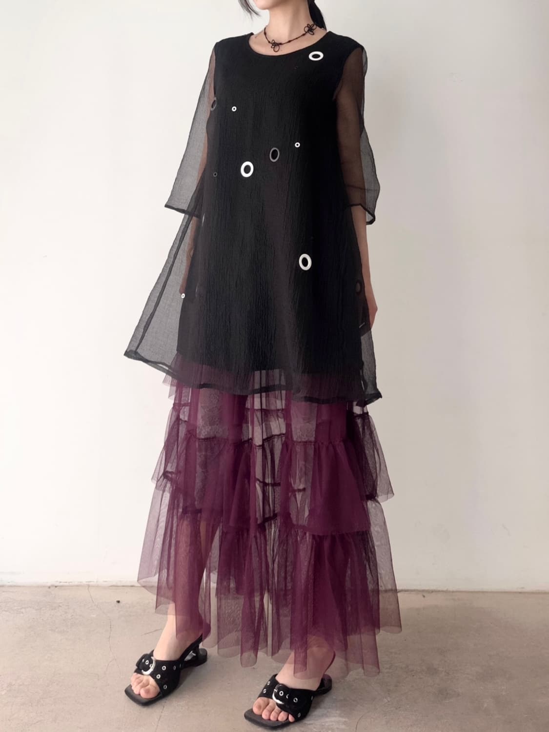 Circle punching orgnaza blouse & ops  상품이미지8