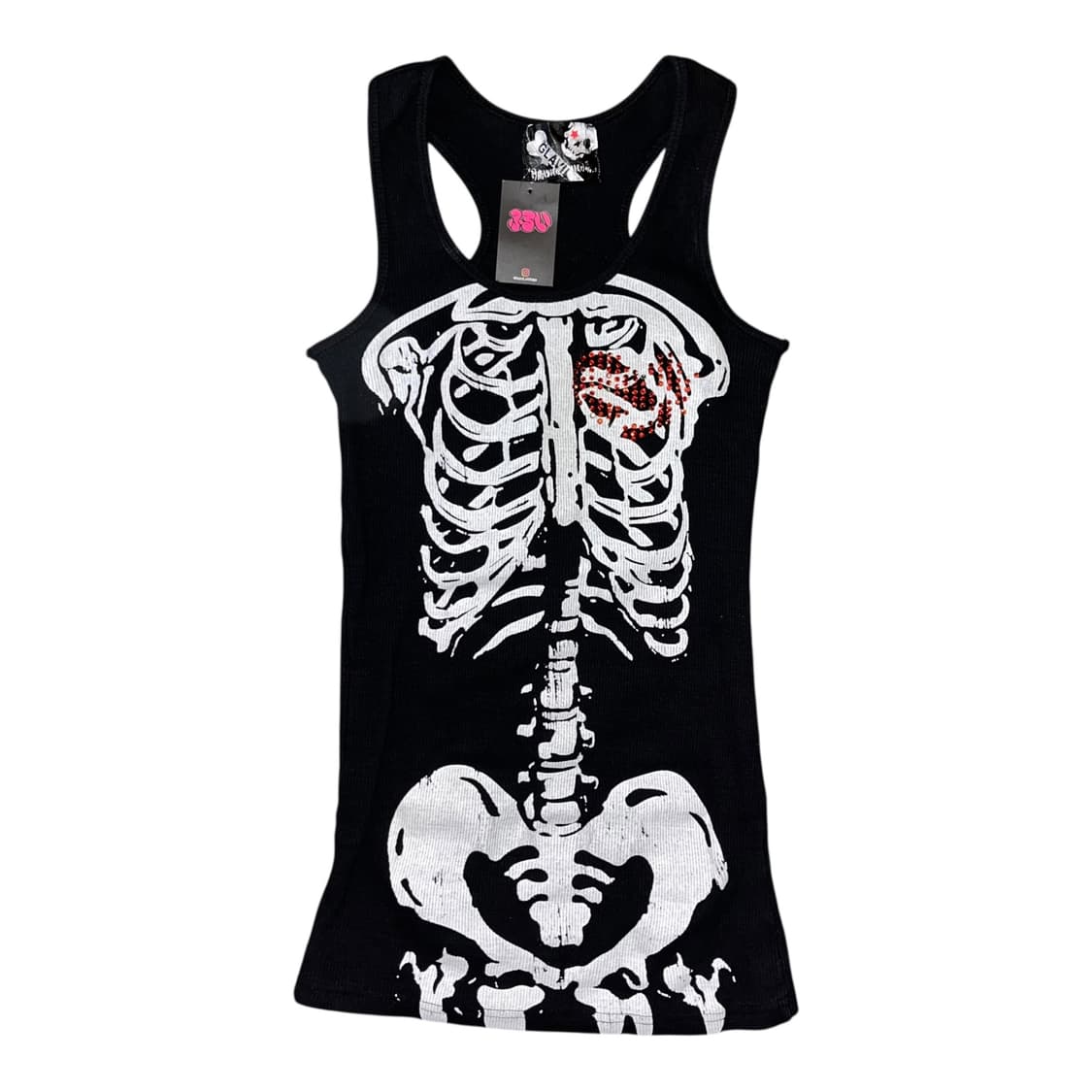 GLAVIL(tutuha) 큐빅 본 프린팅 골지 나시 펑크y2k키치 상품이미지1