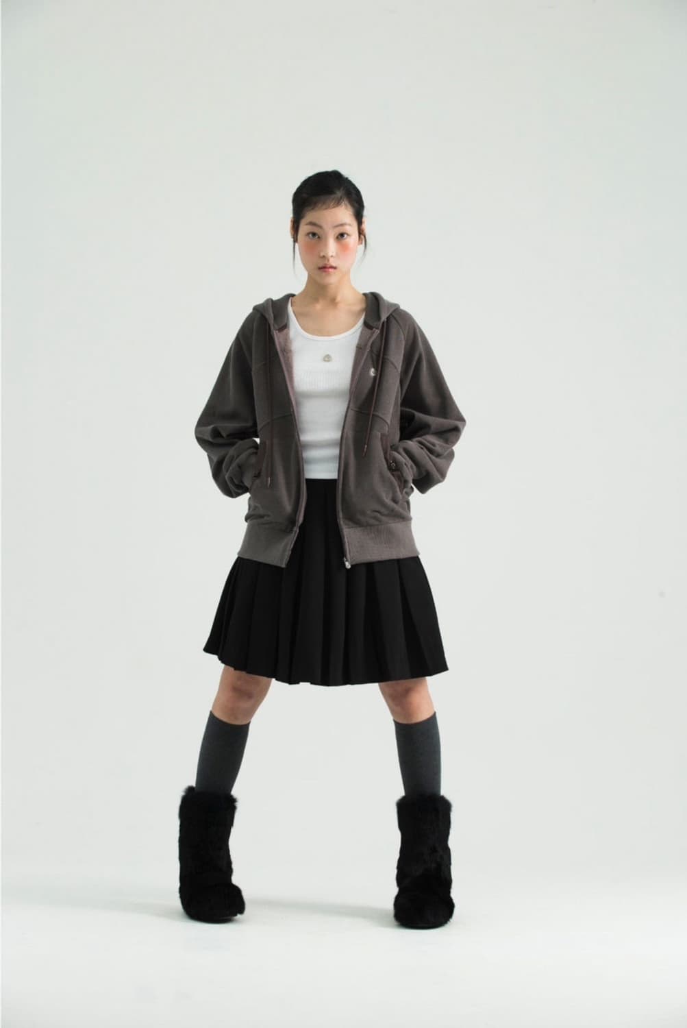 코이세이오 스트링 포켓 후드 집업 와인 상품이미지3