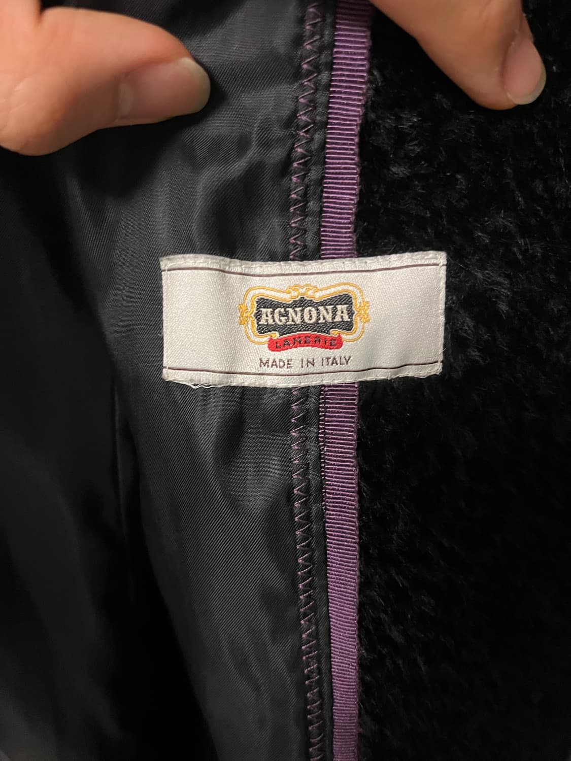 이탈리아 아뇨나 알파카 원단 블랙 롱 퍼 코트 상품이미지2