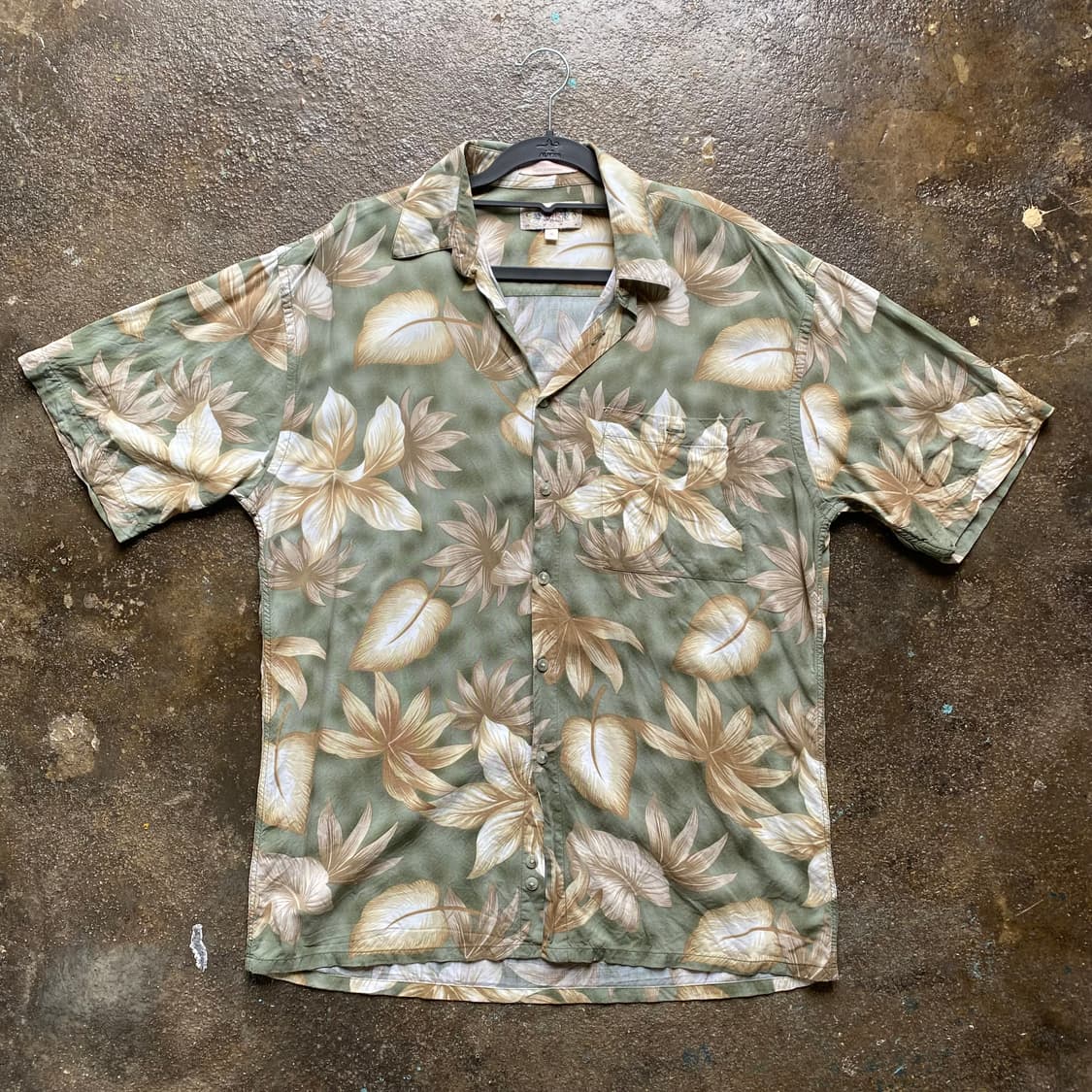 빈티지 반팔 하와이안 셔츠 그린 상품이미지1